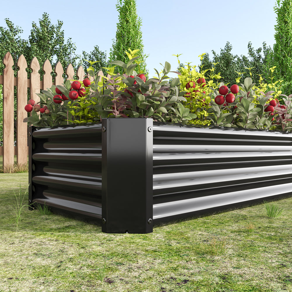 Black 4×2×1ft Metal Raised Garden Bed, Rectangle Raised Planter for Flowers Plants, Vegetables Herb Media 6
