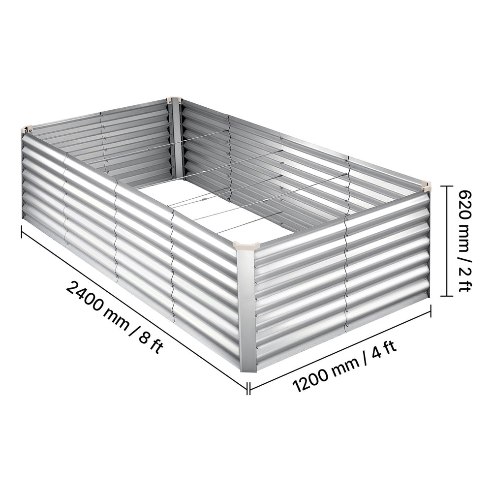 Galvanized Raised Garden Bed, 8 x 4 x 2 ft, Rectangular Metal Planter Box Kit Outdoor, Bottomless Elevated Planting Box with Gloves, Rustproof Alu-Zinc, for Growing Flowers Vegetables, Silver Media 6