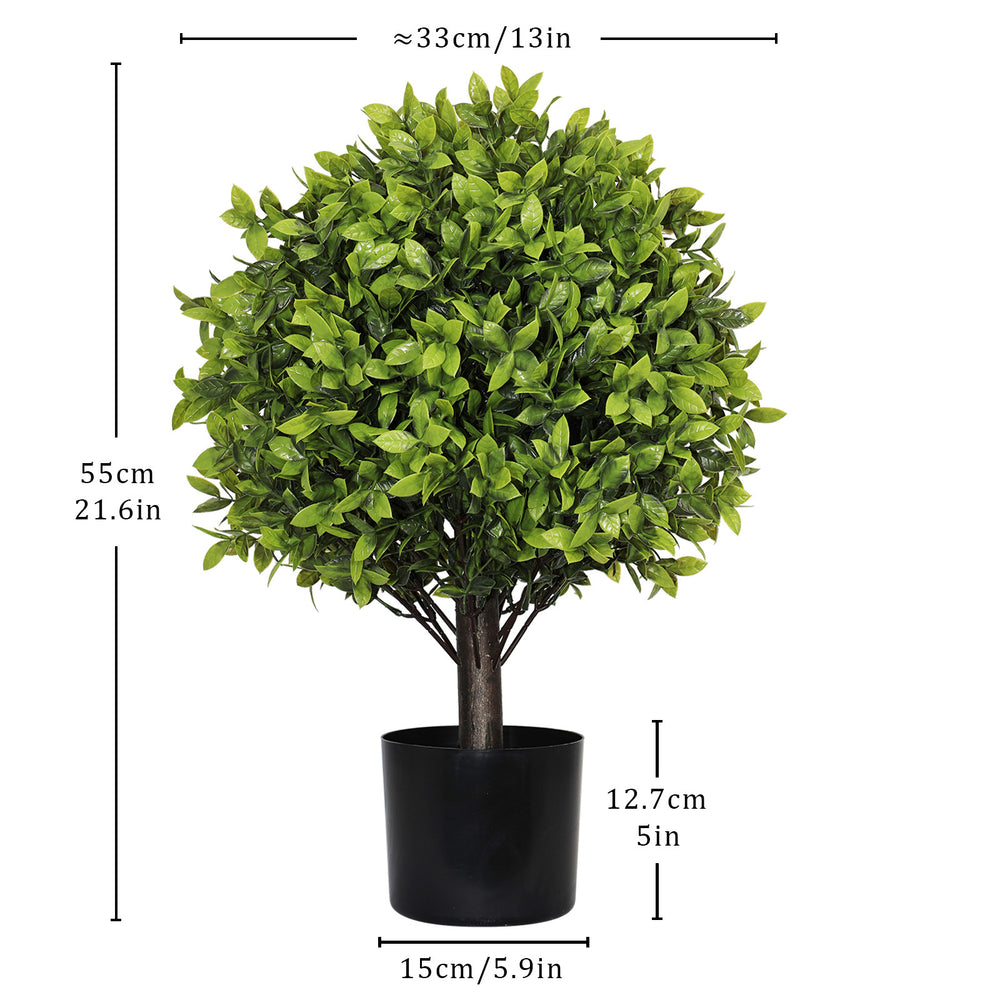 22in Artificial Boxwood Topiary Ball Trees in Pots for Indoor Outdoor Home Garden Decor 2pcs/set Media 2