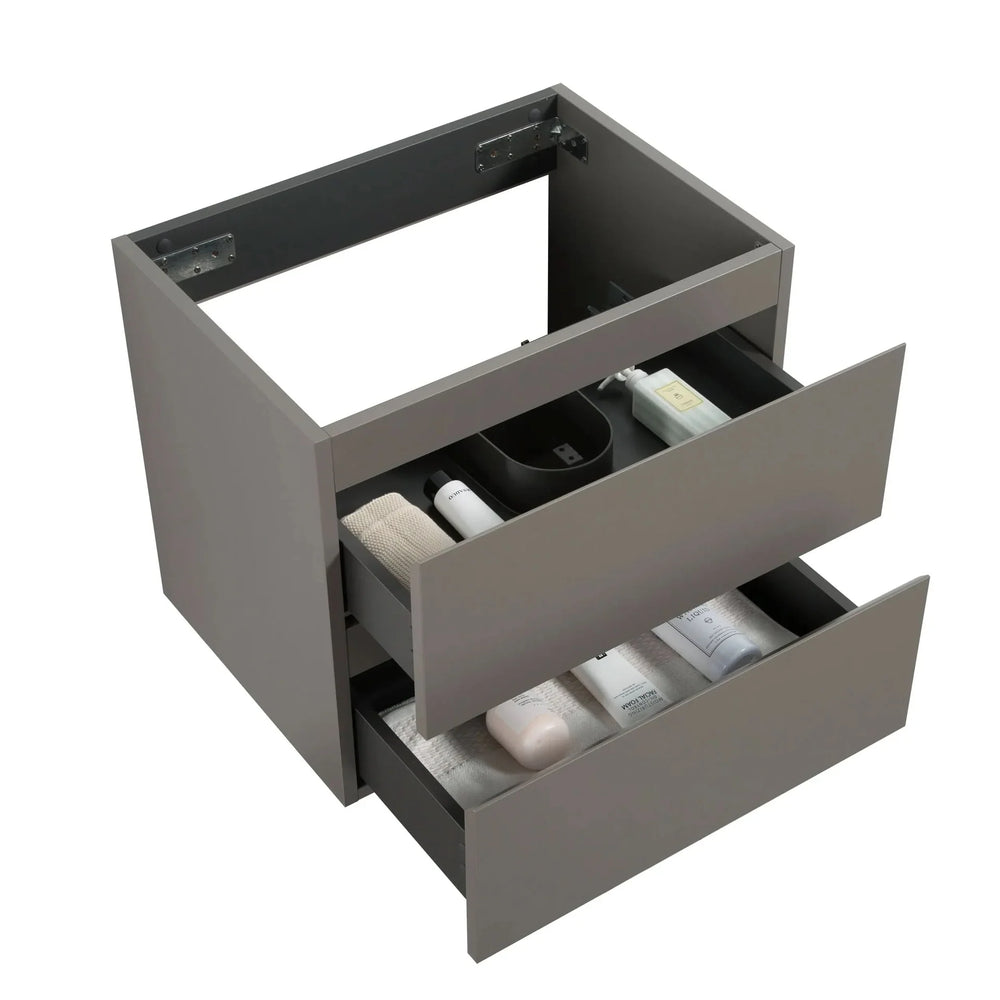 Alice-24W-102,Wall mount cabinet WITHOUT basin, Gray color, with two drawers, Pre-assembled - DTY Store