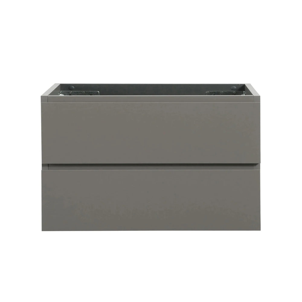 Wall Mount Cabinet Gray With Two Drawers For Bathroom Storage Space Media 1