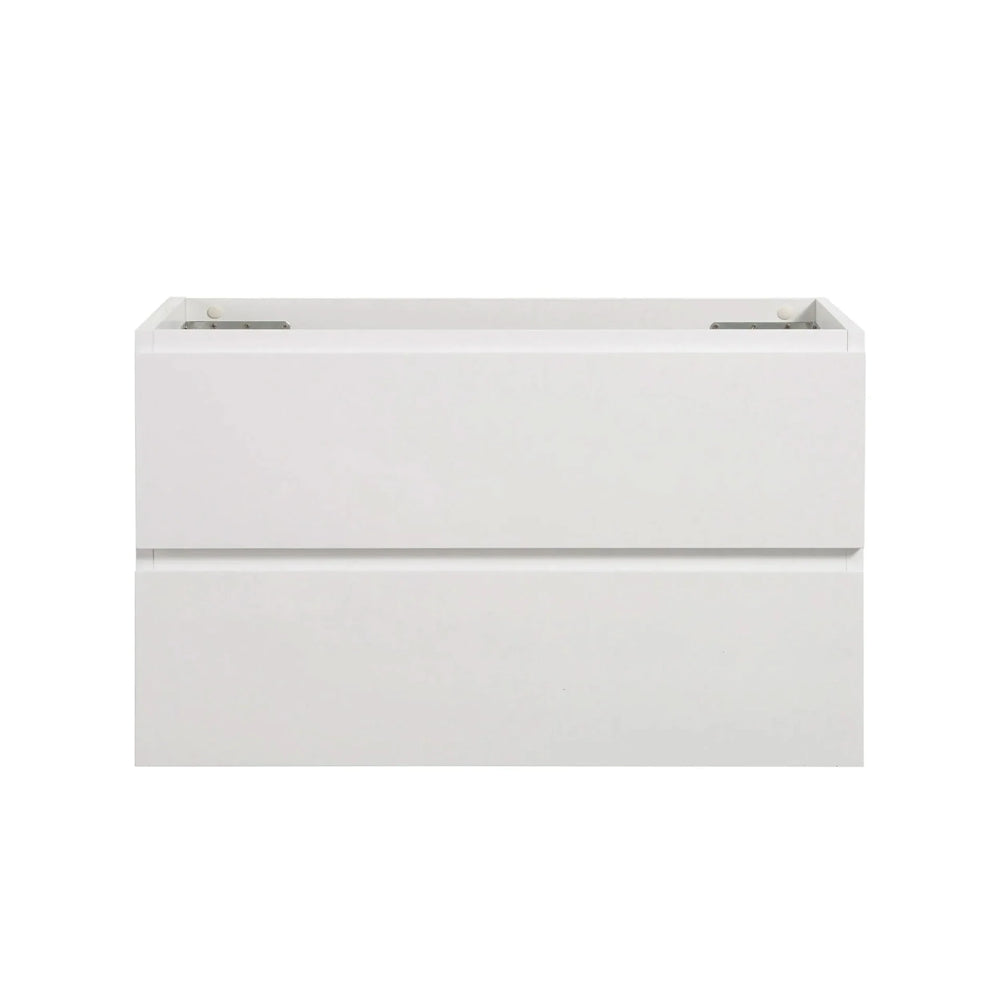 Wall Mount Bathroom Cabinet White Space-Saving Double Drawers Pre-Assembled Media 1