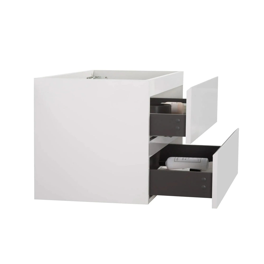 Wall Mount Bathroom Cabinet White Space-Saving Double Drawers Pre-Assembled Media 5