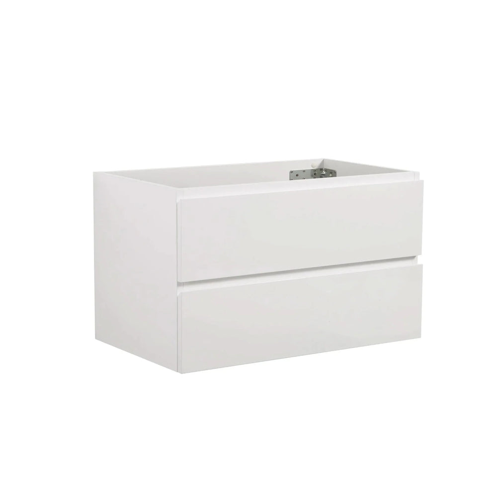 Wall Mount Bathroom Cabinet White Space-Saving Double Drawers Pre-Assembled Media 2