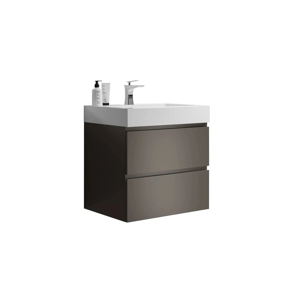 Bathroom Vanity Gray Particle Board Wall Mounted Sink Cabinet for Modern Bath Media 5