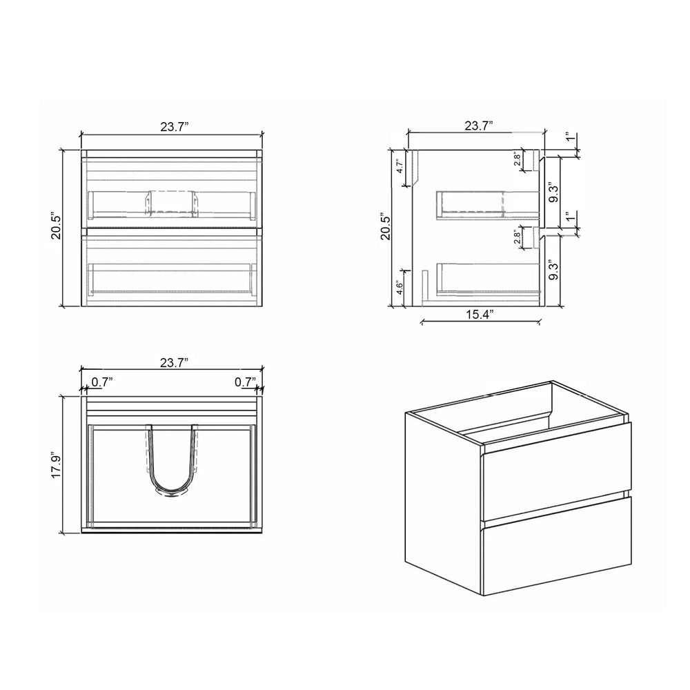 Bathroom Vanity Gray Particle Board Wall Mounted Sink Cabinet for Modern Bath Media 9
