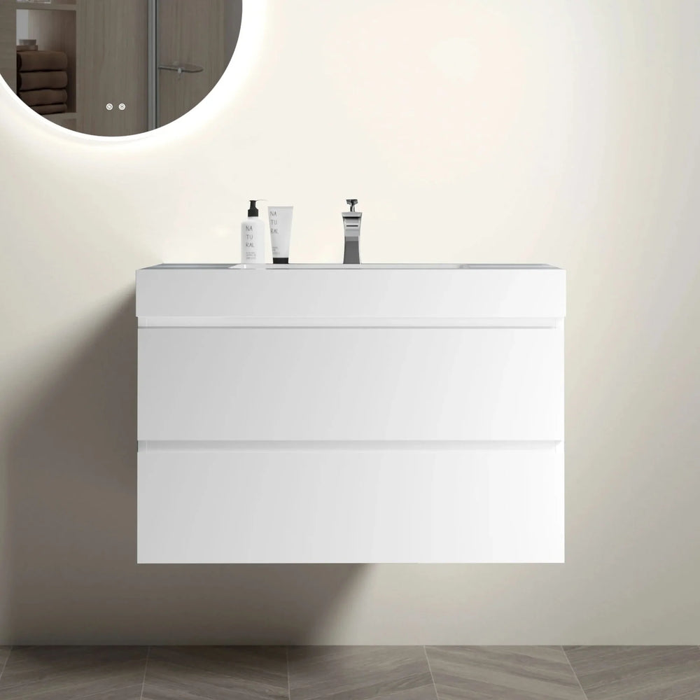 Alice 36' White Bathroom Vanity with Sink, Large Storage Wall Mounted Floating Bathroom Vanity for Modern Bathroom, One-Piece White Sink Basin without Drain and Faucet, Pre-assembled Bath, Bathroom Furniture, Bathroom Vanities, searchfilter_Bath| DTY Store