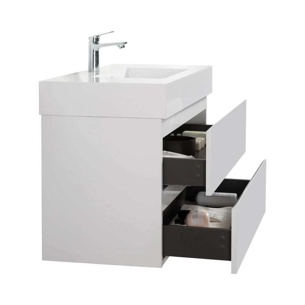 Bathroom Vanity White Wall Mount Floating Space-Saving Storage With Sink Media 6