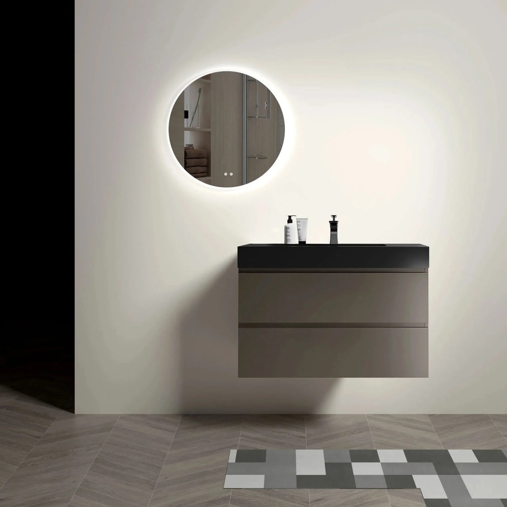Bathroom Vanity Engineered Stone Basin & Large Storage Wall Mounted Media 4