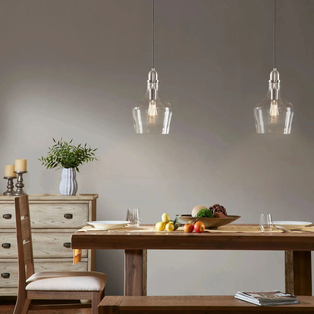 Bell Shaped Glass Pendant Modern Task Lighting For Kitchen Island Media 2