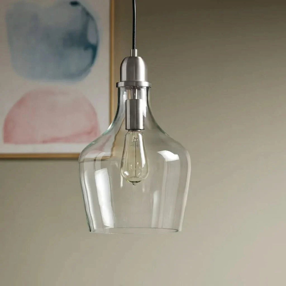Bell Shaped Glass Pendant Modern Task Lighting For Kitchen Island Media 1