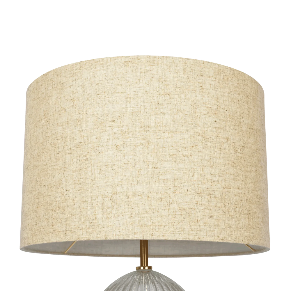 Ribbed Glass Table Lamp Glass Base Clear Linen Shade Bedside Lamp Media 3
