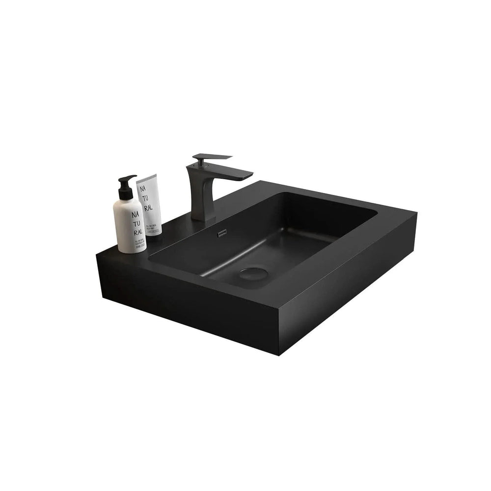 Quartz Basin Integrated Sink Matte Black No Drain & Faucet Modern Media 2