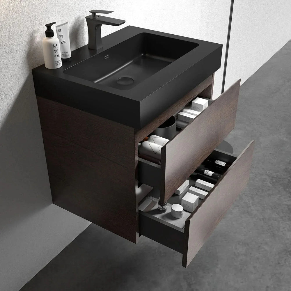 Quartz Basin Integrated Sink Matte Black No Drain & Faucet Modern Media 4