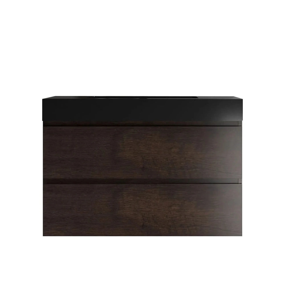 Quartz Bathroom Sink Integrated Basin Matte Black For Modern Bathrooms Media 2