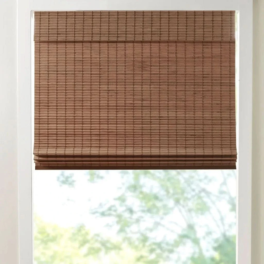 Bamboo Roman Shade Light Filtering 64-Inch Window Covering For Living Room Media 4