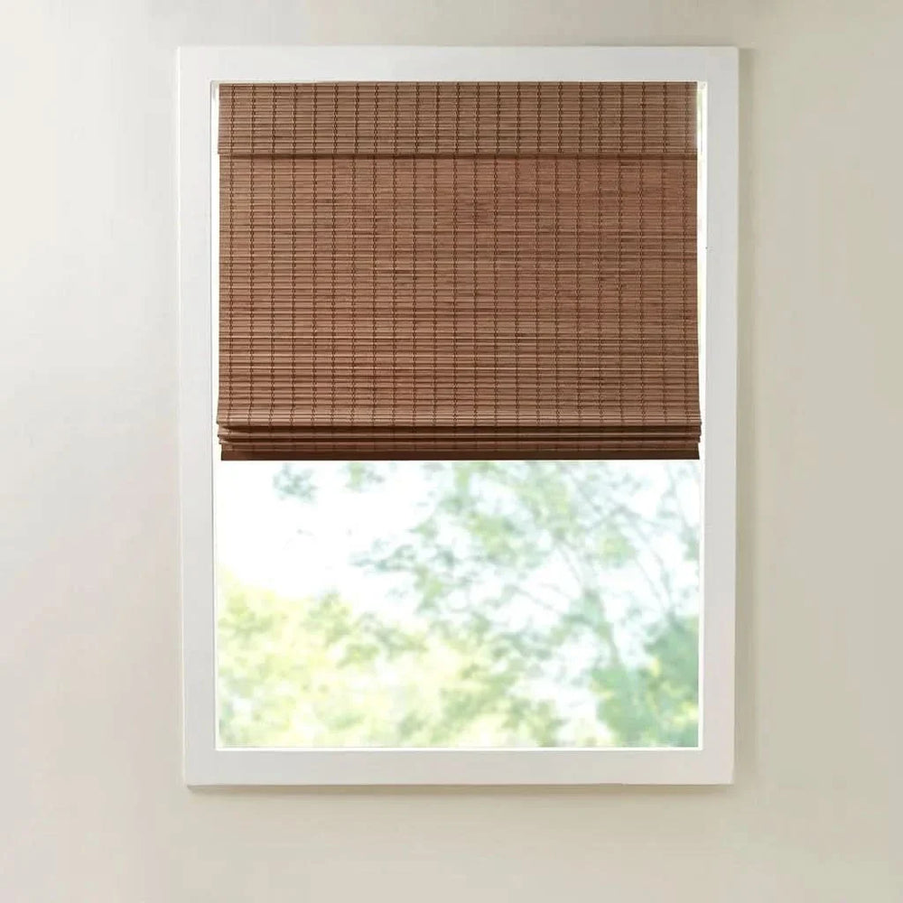 Bamboo Roman Shade Light Filtering 64-Inch Window Covering For Living Room Media 6