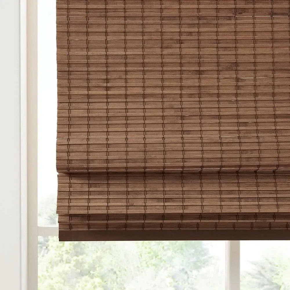 Bamboo Roman Shade Light Filtering 64-Inch Window Covering For Living Room Media 11