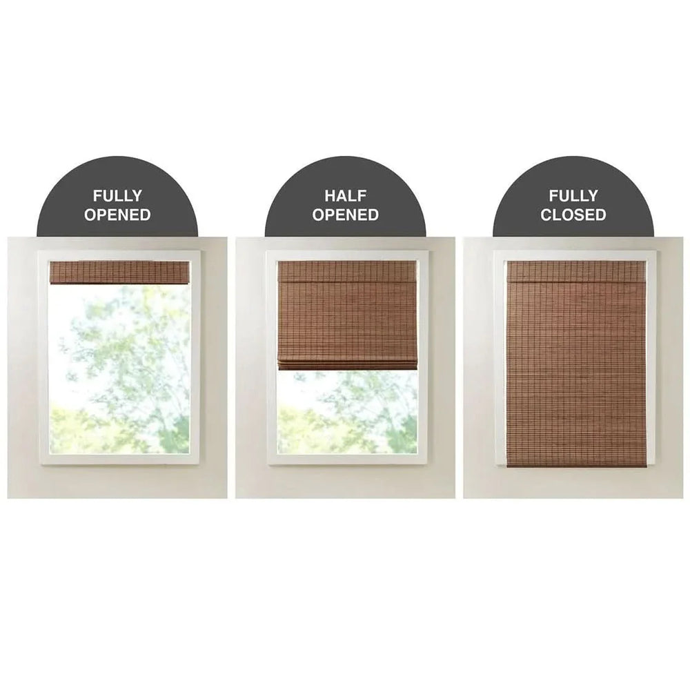 Bamboo Roman Shade Light Filtering 64-Inch Window Covering For Living Room Media 15