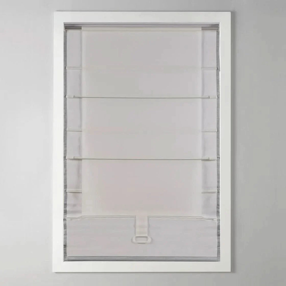 Cordless Roman Shade Basketweave Polyester Room Darkening Window Treatment Media 5