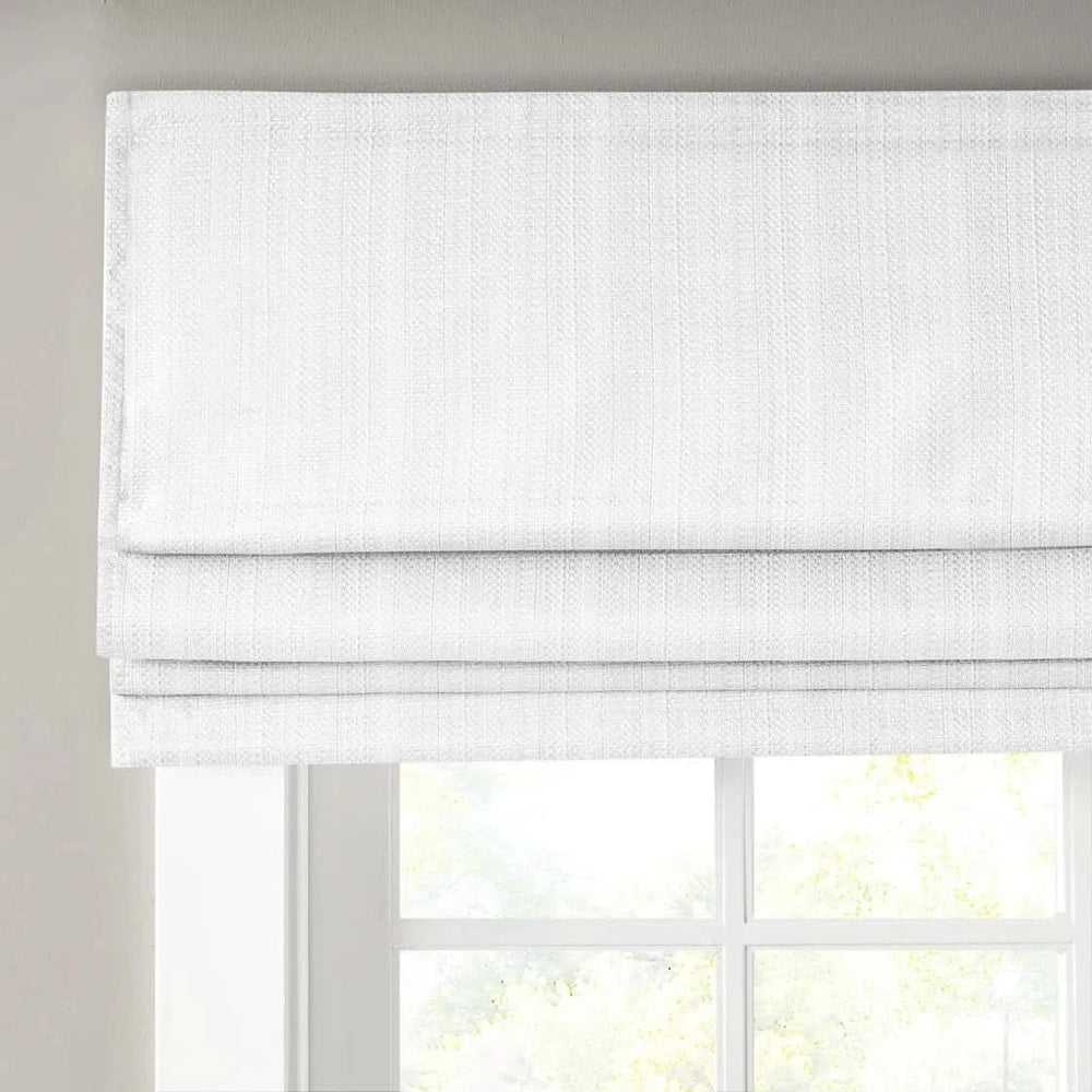 Cordless Roman Shade Polyester White Casual Living Room Window Treatment Media 5