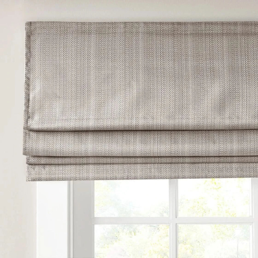 Roman Shade Basketweave Polyester Cordless Room Darkening Window Treatment Media 14