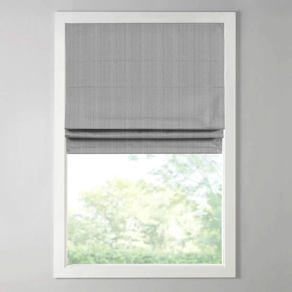 Cordless Roman Shade Basketweave Polyester Room Darkening Window Covering Media 4