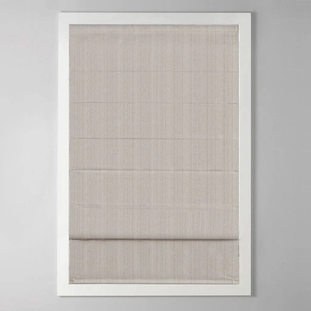 Room Darkening Roman Shade Polyester Cordless Basketweave Window Shade Media 8