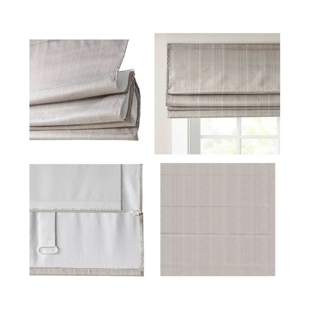 Roman Shade Cordless Polyester Basketweave Room Darkening 64 Inch Length Media 15