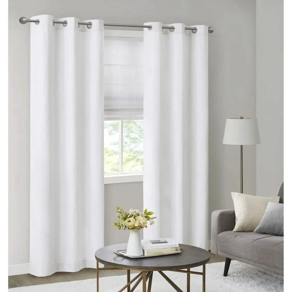 Roman Shade Polyester Basketweave Cordless Room Darkening Window Treatment Media 4