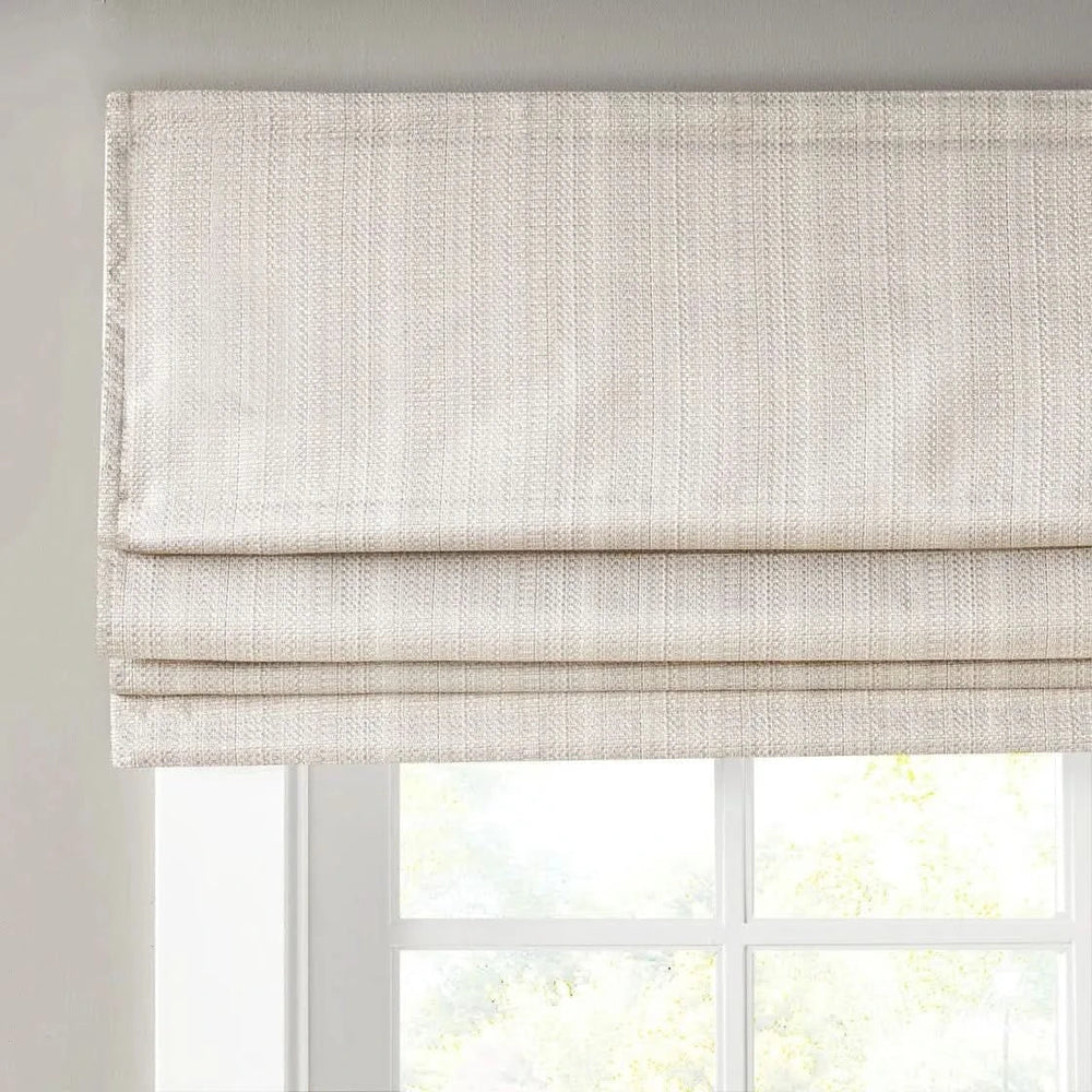 Room Darkening Cordless Roman Shade Ivory Basketweave Polyester Casual Media 13
