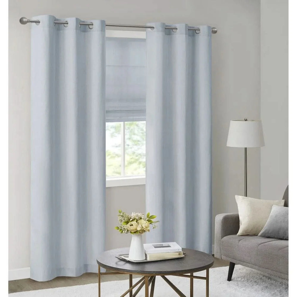 Basketweave Roman Shade Room Darkening Polyester Bright Blue Cordless Media 15