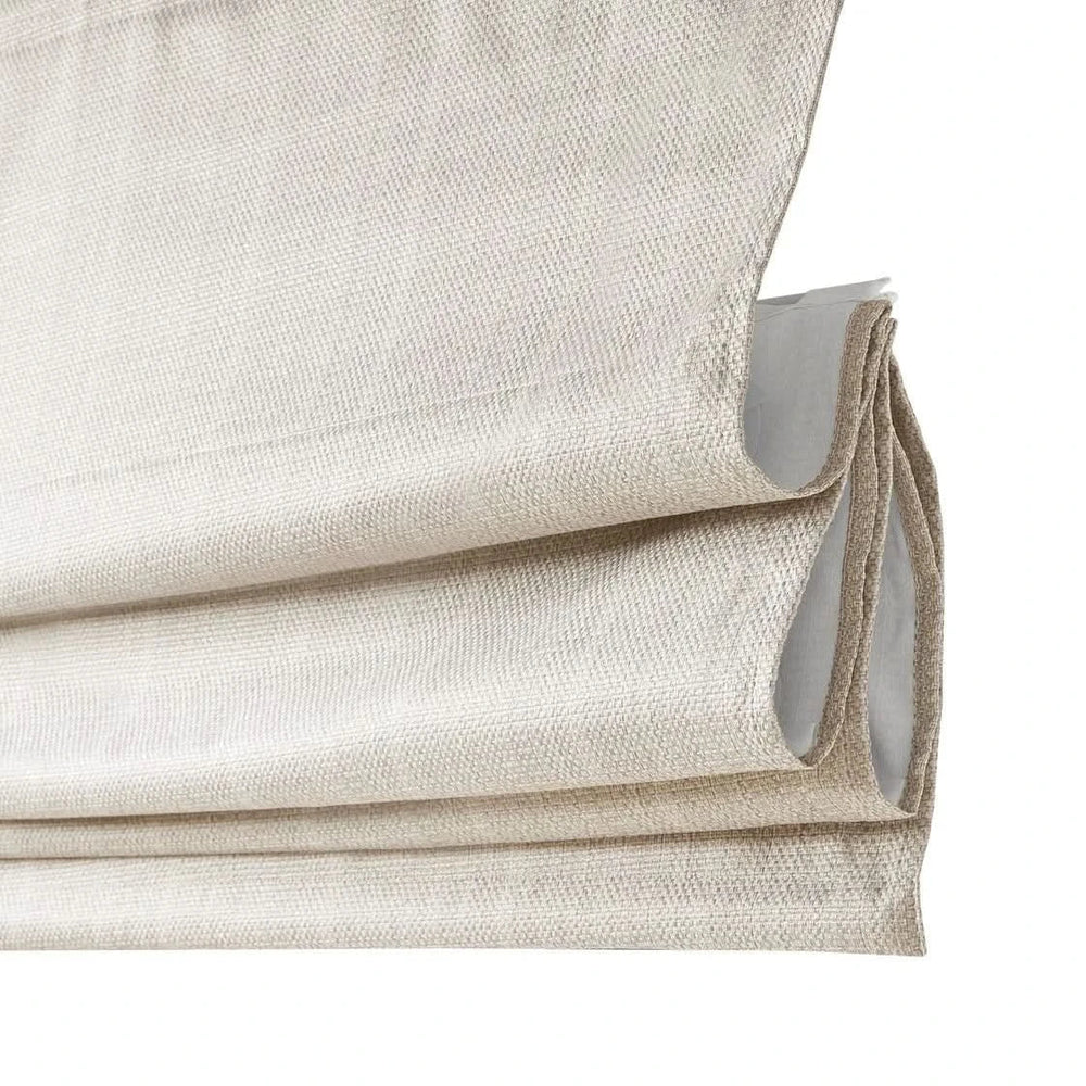 Cordless Basketweave Roman Shade Beige Polyester Room Darkening 64x39 Media 6