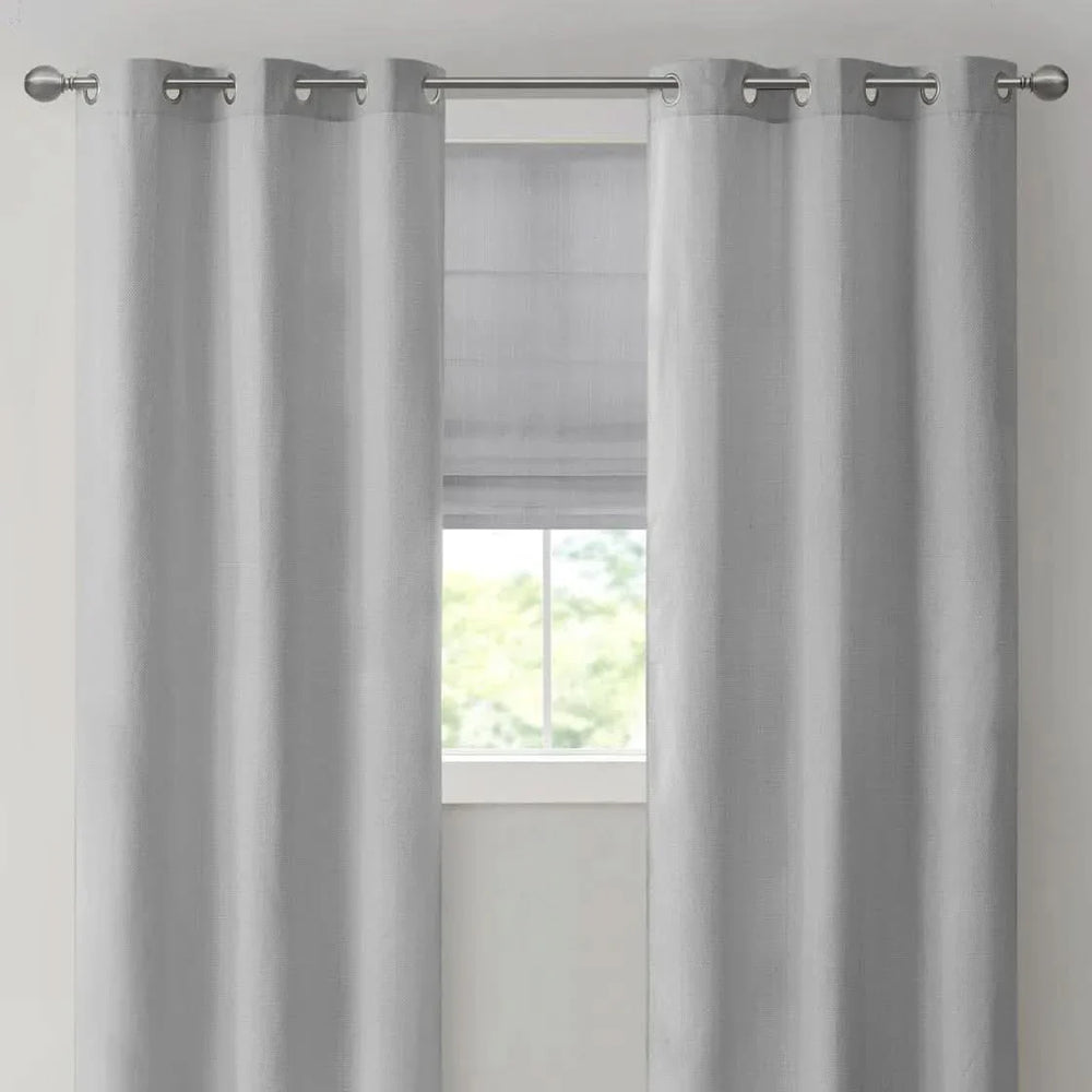 Roman Shade Grey Polyester Basketweave Cordless Room Darkening 64 Inch Media 6