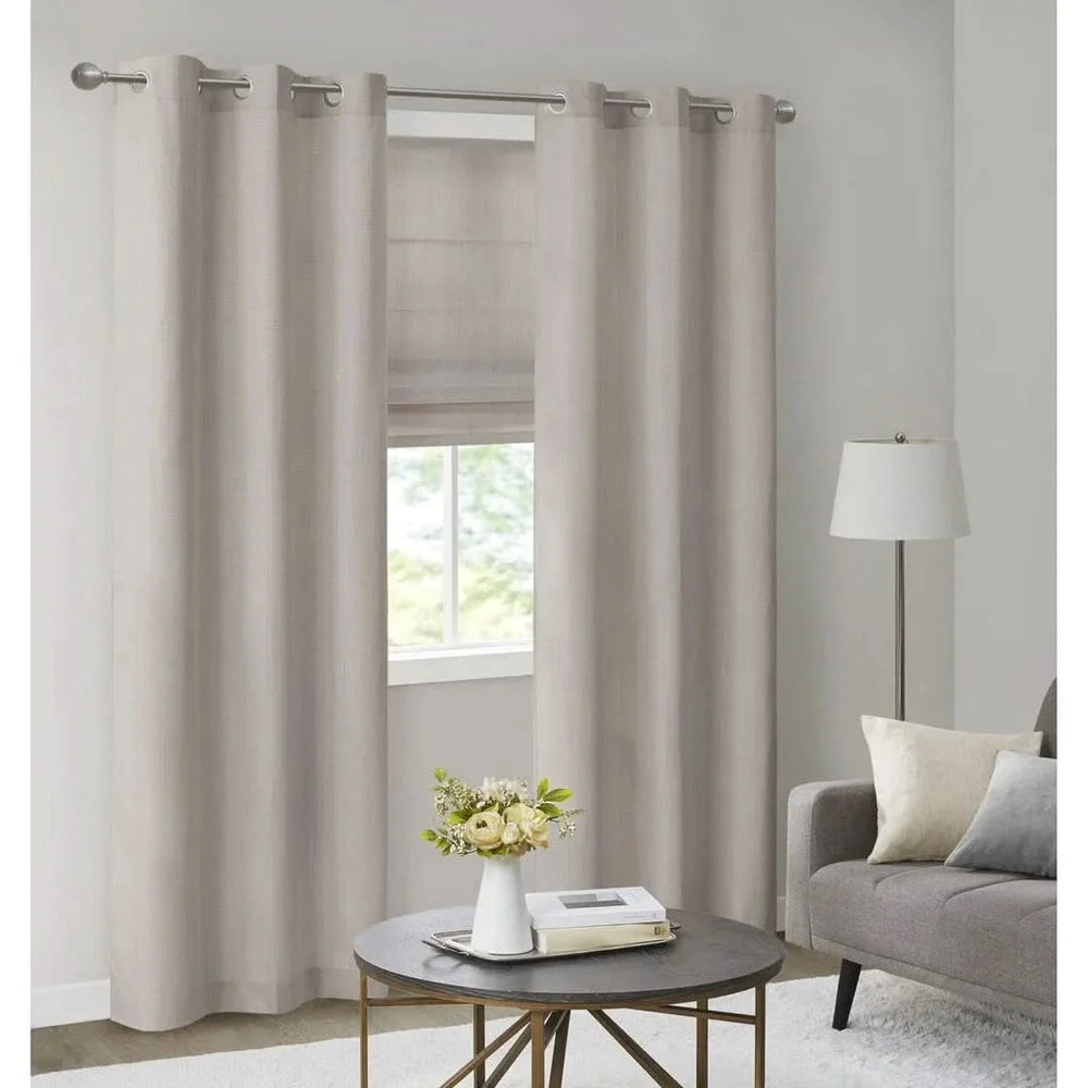 Room Darkening Roman Shade Polyester Cordless Basketweave Window Shade Media 19