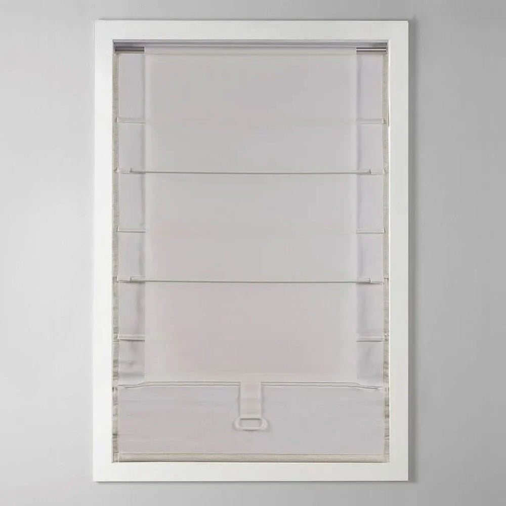 Room Darkening Roman Shade Polyester Cordless Basketweave Window Shade Media 10