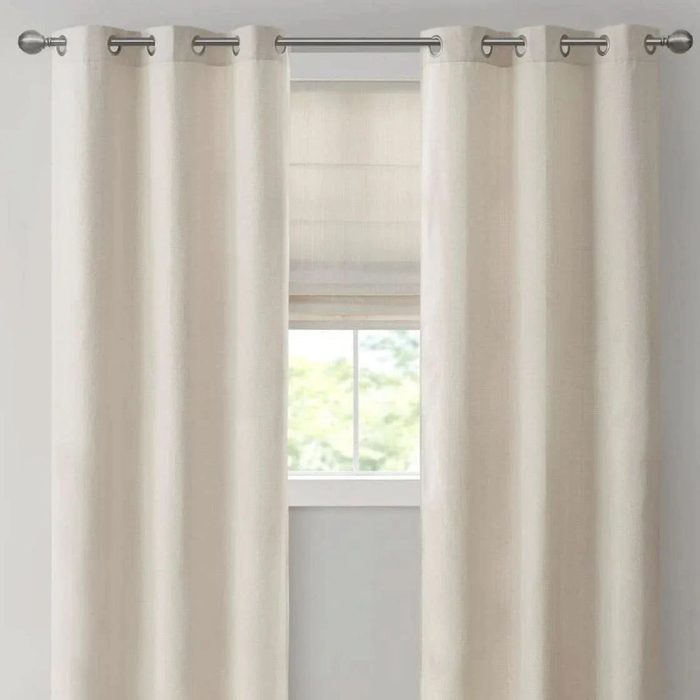 Roman Shade Basketweave Polyester Ivory Cordless Window Treatment Media 13