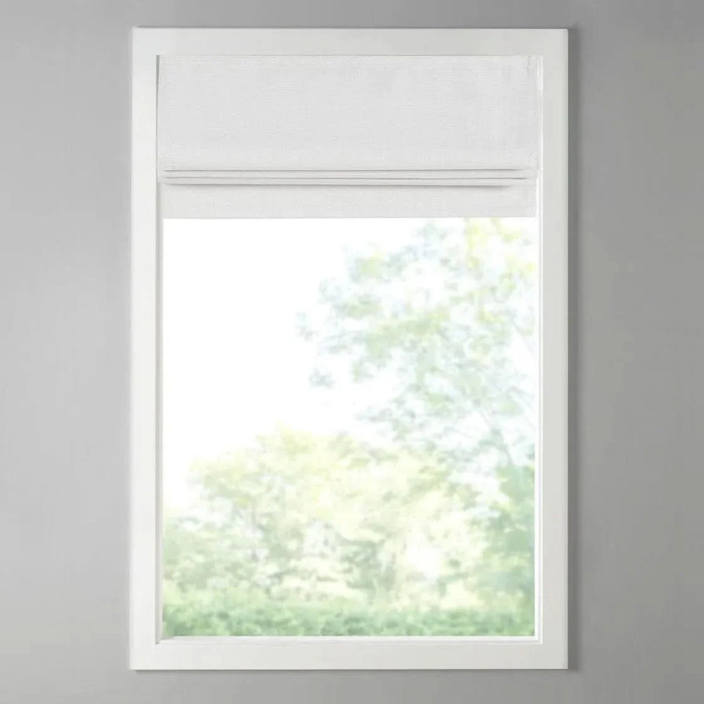 Cordless Roman Shade Polyester White Room Darkening For Living Room Privacy Media 1