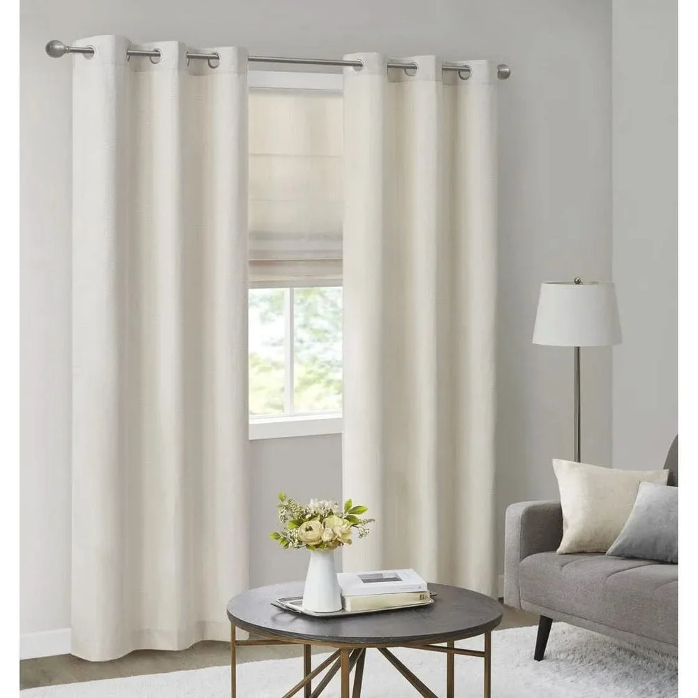 Roman Shade Polyester Basketweave Cordless Room Darkening 64 Inch Window Media 18