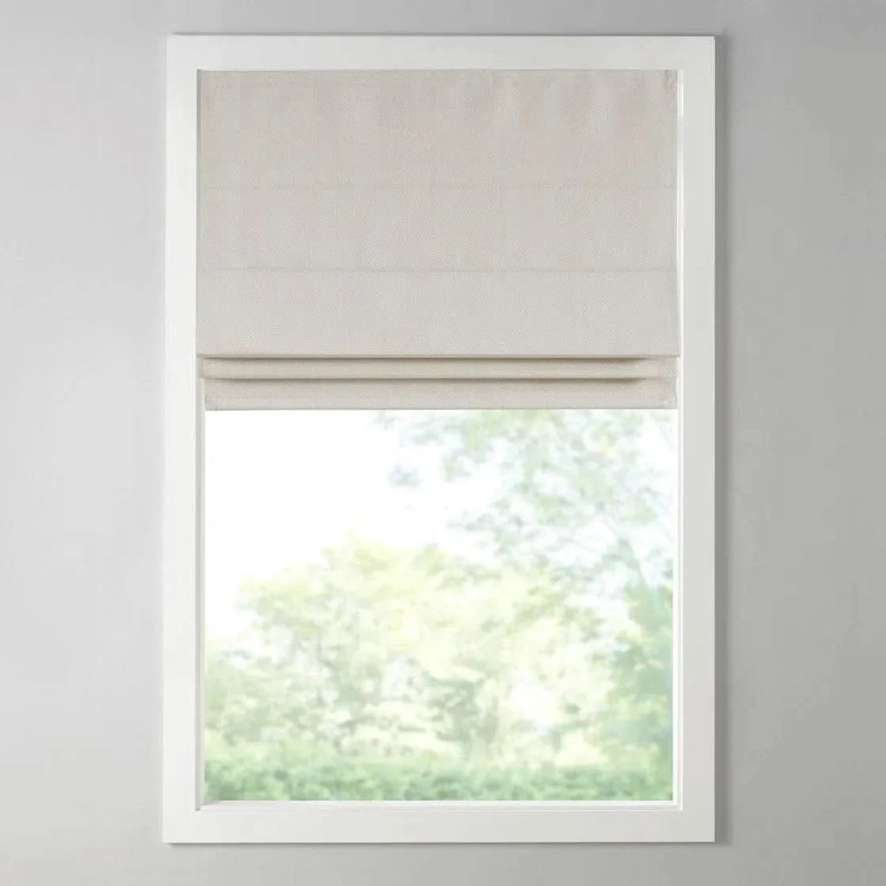 Basketweave Room Darkening Cordless Roman Shade Polyester Minimalist Media 8