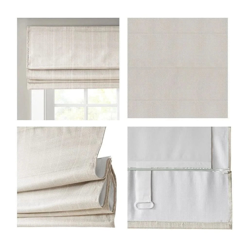 Basketweave Room Darkening Cordless Roman Shade Polyester Minimalist Media 3