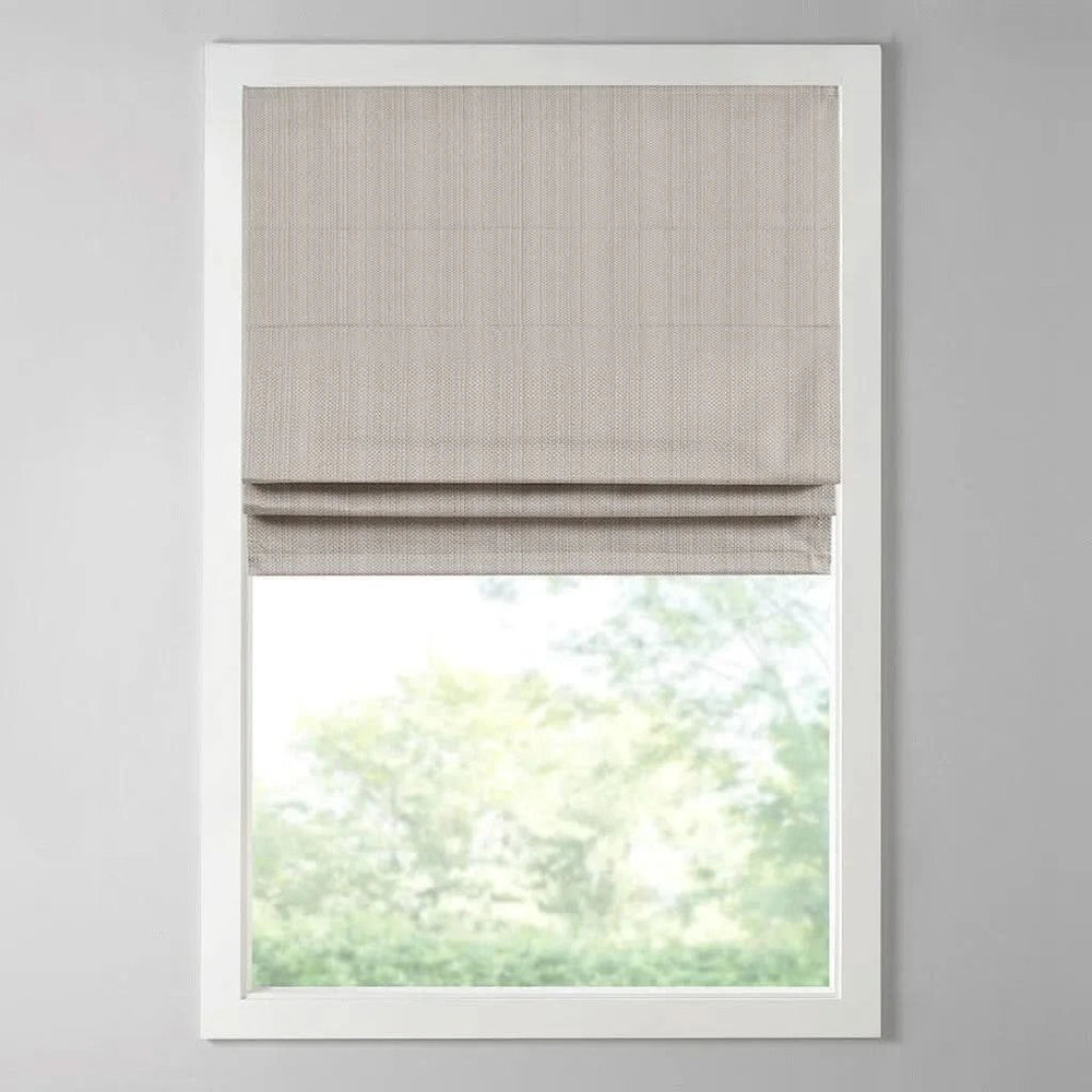 Roman Shade Cordless Polyester Basketweave Room Darkening 64 Inch Length Media 3