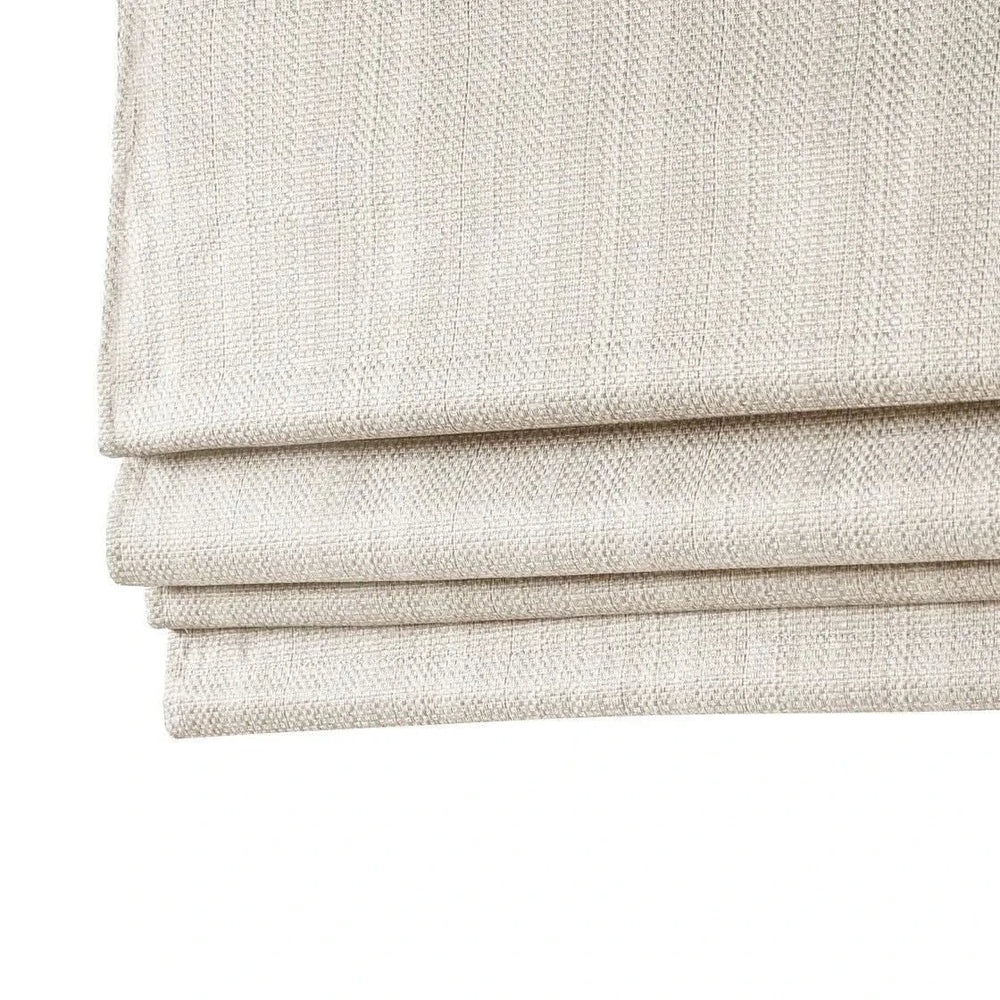 Room Darkening Roman Shade Ivory Textured Basketweave Polyester Cordless Media 4
