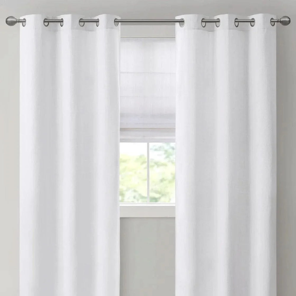 Room Darkening Roman Shade Polyester White Window Shade Basketweave Media 11