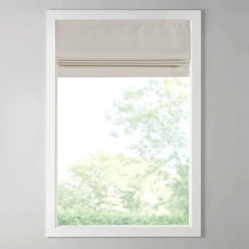 Roman Shade Basketweave Polyester Ivory Room Darkening Cordless Home Decor Media 7