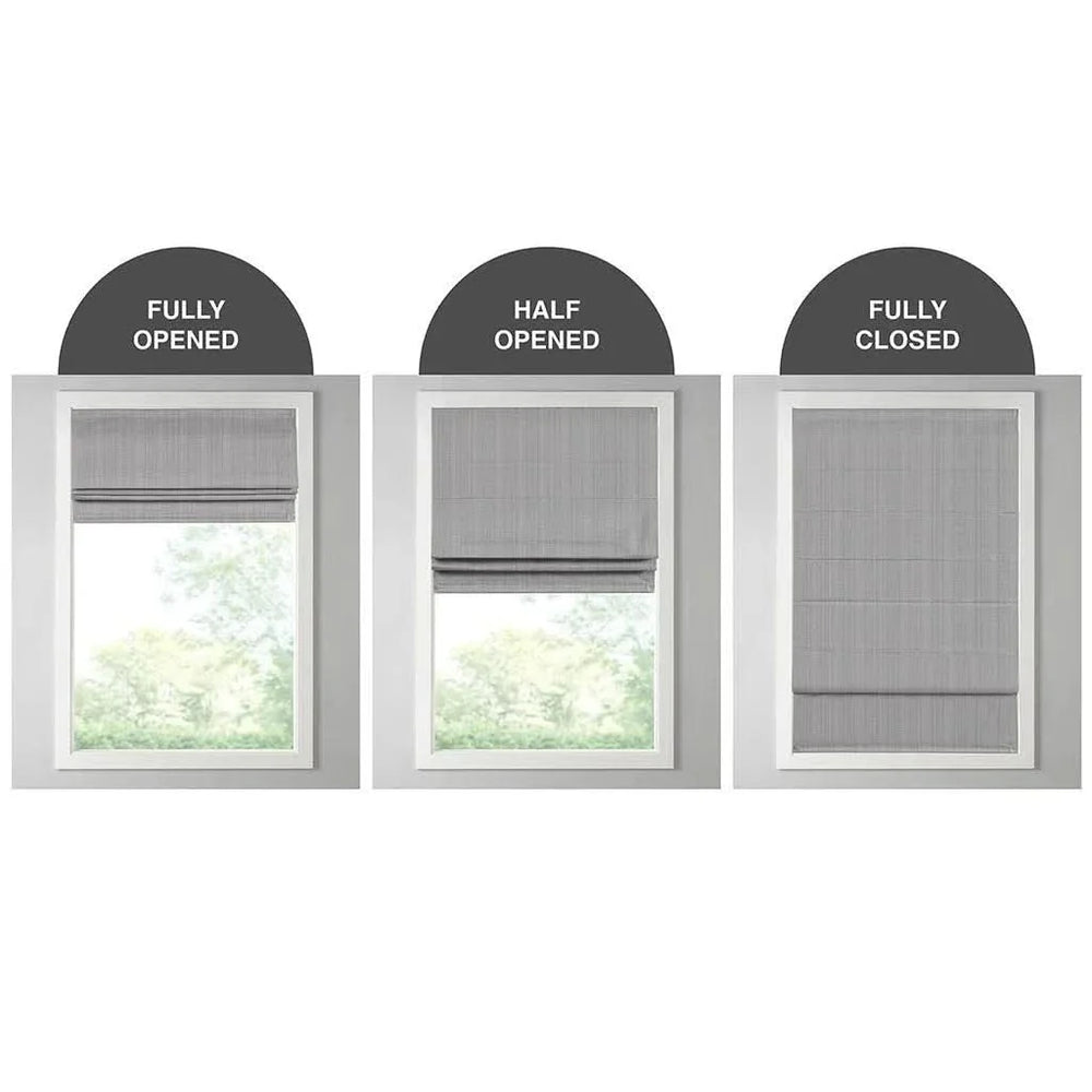 Roman Shade Basketweave Polyester Ivory Cordless Window Treatment Media 7