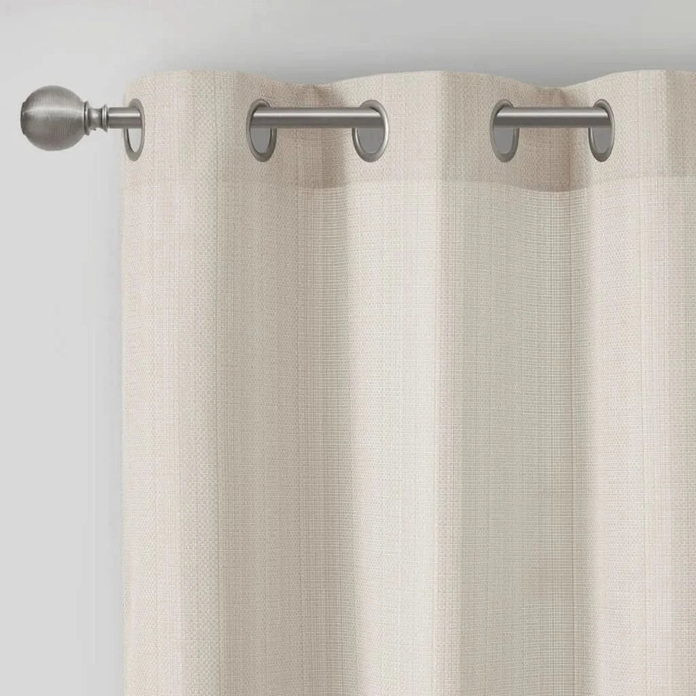 Room Darkening Curtains Polyester Basketweave Pattern Pair 84x40 Ivory Media 10
