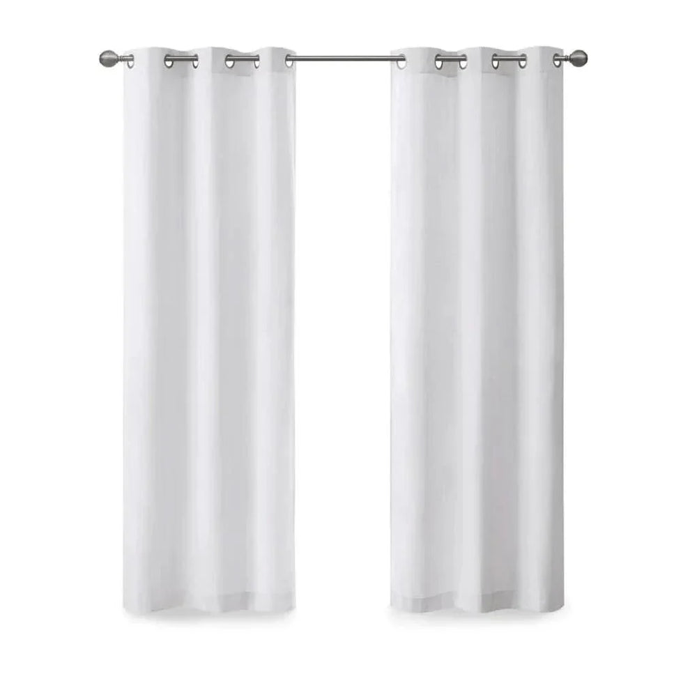 Basketweave Curtains Polyester Room Darkening Window Panel Pair 84 Inch Length Media 7