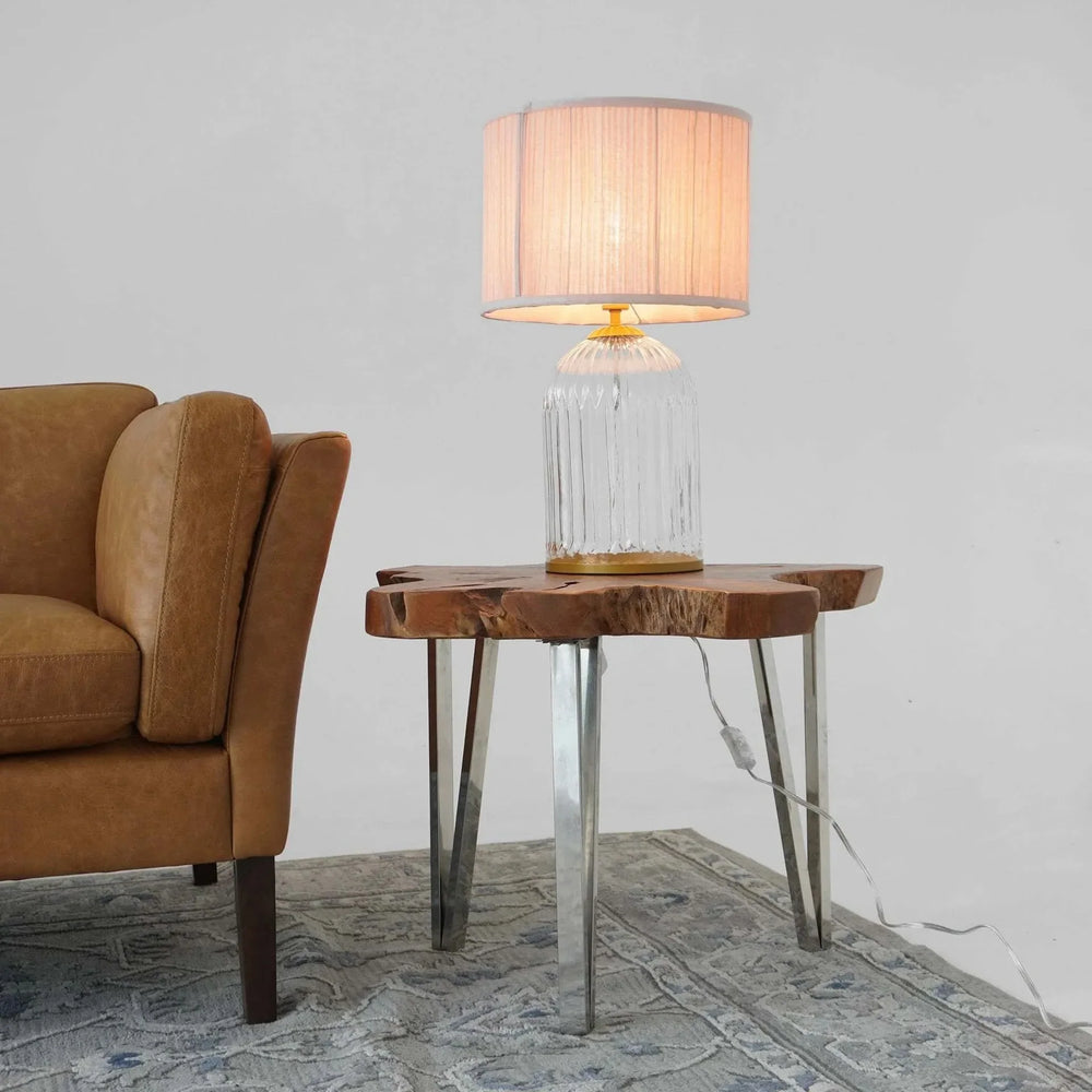 Table Lamp Glass Base Romantic Pink For Bedroom And Living Room Warm Light Media 4