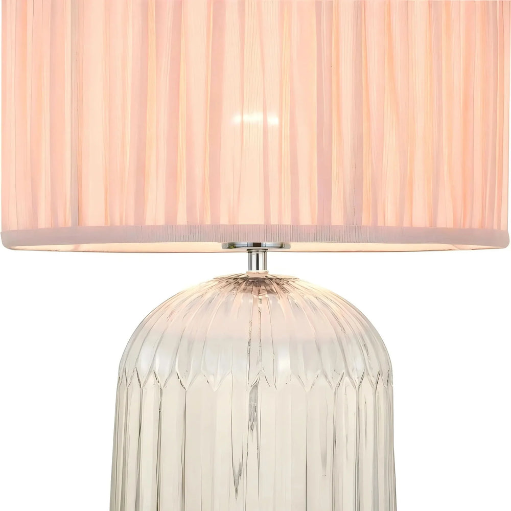 Table Lamp Glass Base Romantic Pink For Bedroom And Living Room Warm Light Media 6